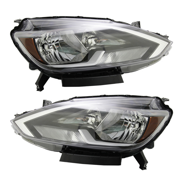 Headlights Black Housing Amber Corner Left Right for Nissan Sentra 2016-2019