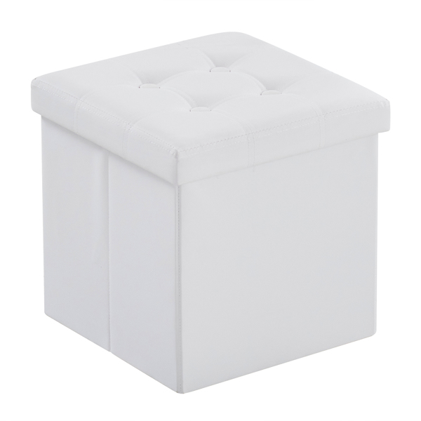 38*38*38cm Pull Point PVC MDF Foldable Storage Footstool White