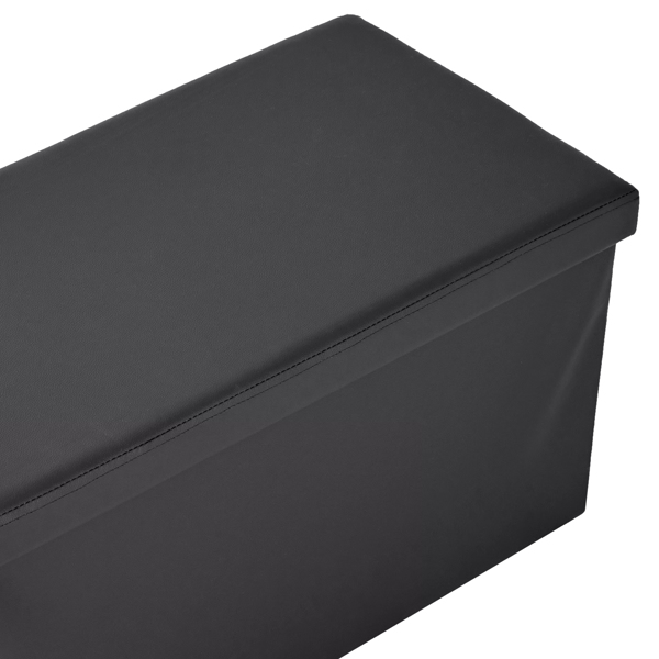 FCH 76*38*38cm Glossy PVC MDF Foldable Storage Footstool Black