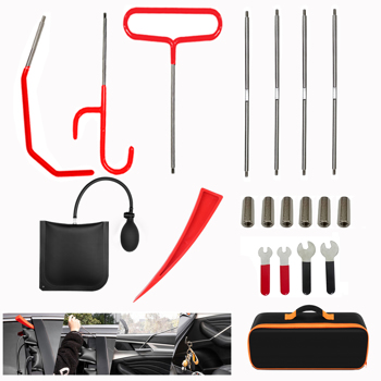 Stainless steel long distance car emergency Key Hook tool O-handle kit 20-piece wedge airbag wrench combination tool