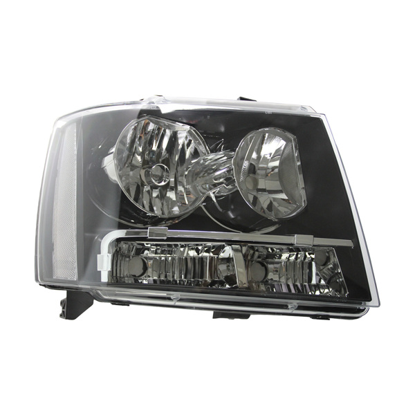 FOR 07-14 CHEVY TAHOE SUBURBAN BLACK HOUSING CLEAR CORNER HEADLIGHT HEAD LAMPS