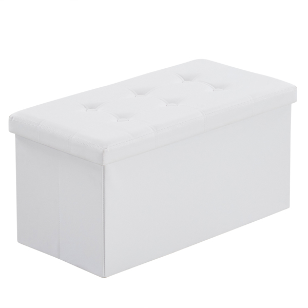 FCH 76*38*38cm Glossy Pull Point PVC MDF Foldable Storage Footstool White