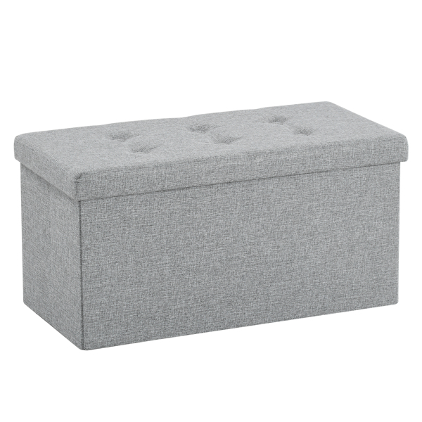 FCH 76*38*38cm Pull Point Linen MDF Foldable Storage Footstool Dark Grey