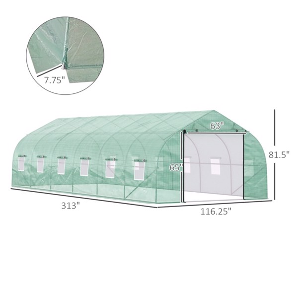 Walk-In Greenhouse 26x10x7 ft green ( Amazon Shipping)（Prohibited by WalMart）