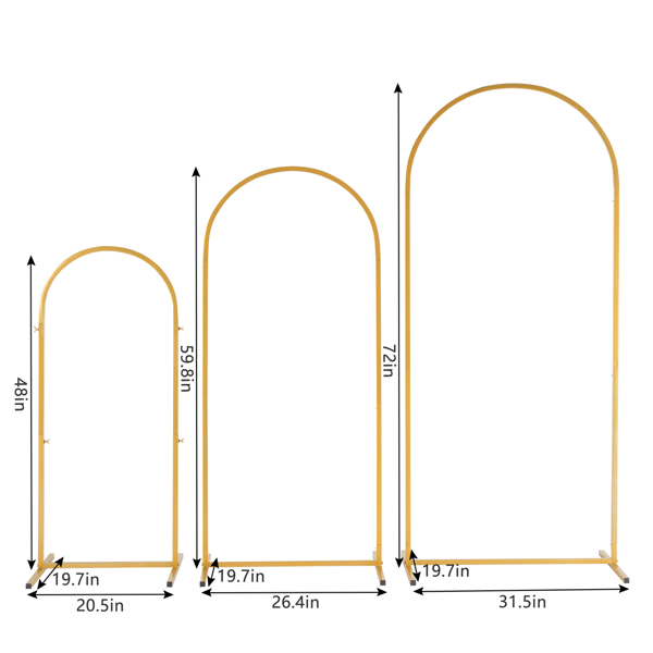 (5.9ft+4.9ft+3.9ft) Three-Piece Set Wedding Arc Top Iron Art Wedding Iron Arch Gold