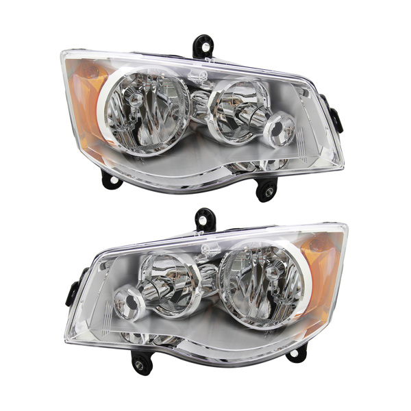 Chrome Headlights For 11-19 Dodge Grand Caravan 08-16 Chrysler Town & Country