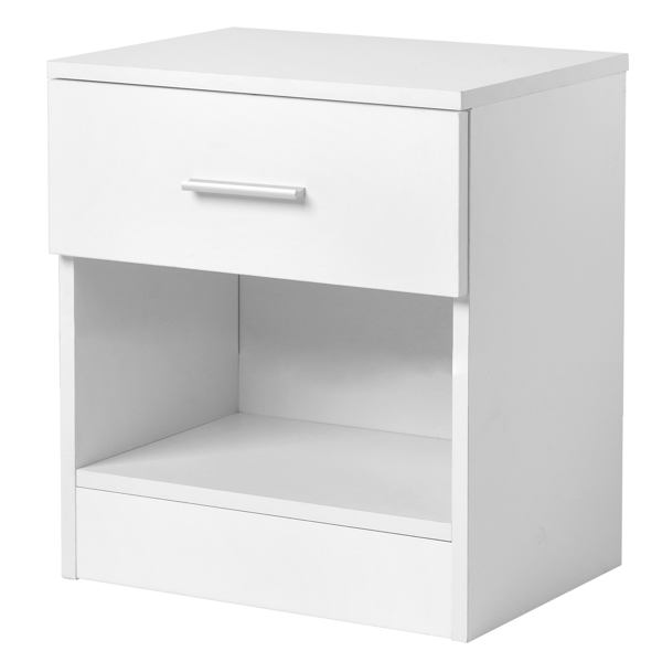 2-Tier Nightstand Set of 2, Bedside Cabinet End Table for Bedroom Home Office, White