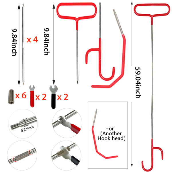 Stainless steel long distance car emergency Key Hook tool O-handle kit 20-piece wedge airbag wrench combination tool
