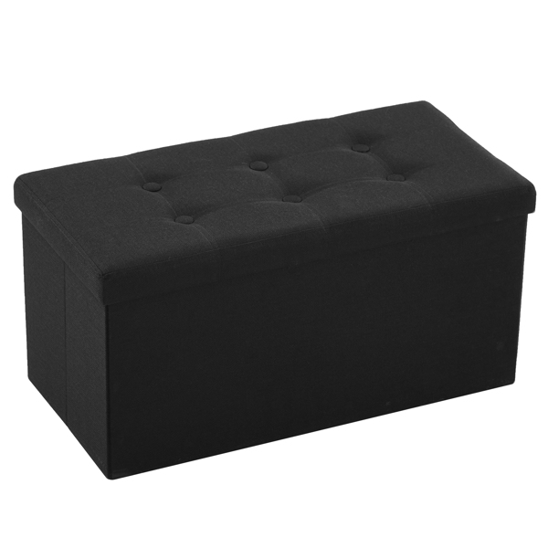 FCH 76*38*38cm Pull Point Linen MDF Foldable Storage Footstool Black