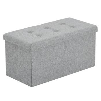 FCH 76*38*38cm Pull Point Linen MDF Foldable Storage Footstool Dark Grey