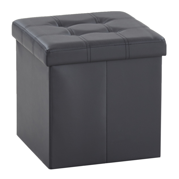 FCH 38*38*38cm Pull Point PVC MDF Foldable Storage Footstool Black