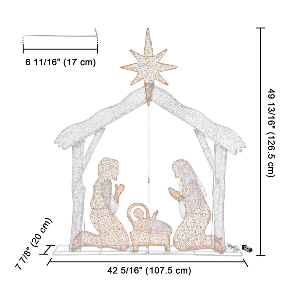 Outdoor Nativity Set,Mini White Led Lights And Ground Stakes Crystal Holy Family Nativity Outdoor Nativit  Set For Yard（No shipping on weekends.）