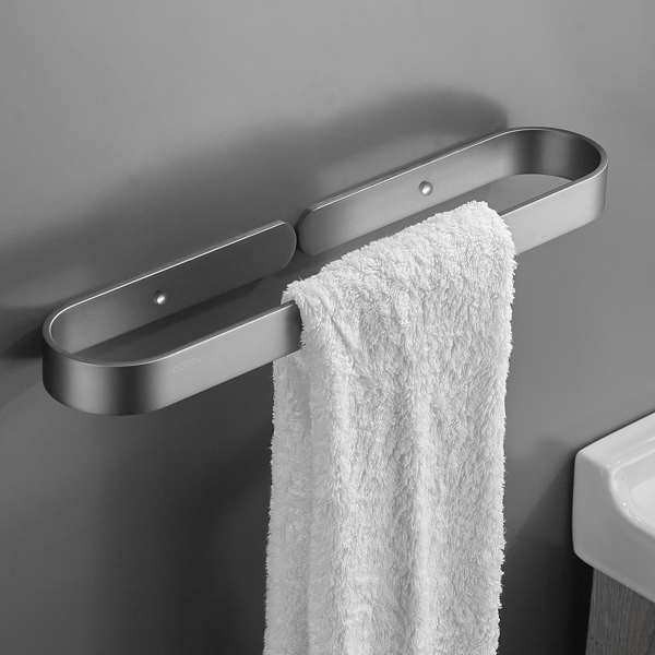Towel Ring Gun Grey, Bath Hand Towel Square Ring Thicken Space Aluminum Round Towel Holder for Bathroom[Unable to ship on weekends, please place orders with caution]