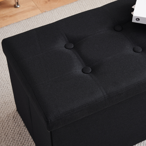 FCH 76*38*38cm Pull Point Linen MDF Foldable Storage Footstool Black