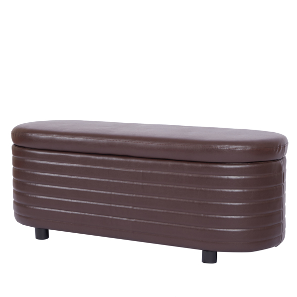 Multi-functional storage PU material sofa stool-Brown  PU