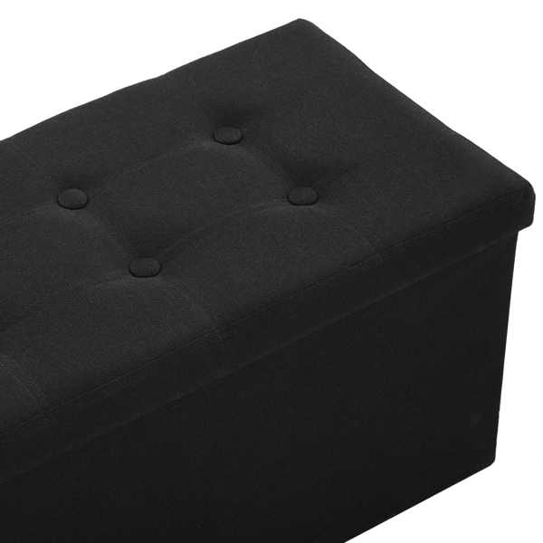 FCH 76*38*38cm Pull Point Linen MDF Foldable Storage Footstool Black