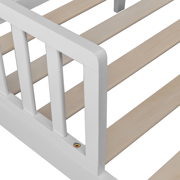 Wooden Baby Toddler Bed Children Bedroom Furniture with Safety Guardrails White  Replacement code: 98026167