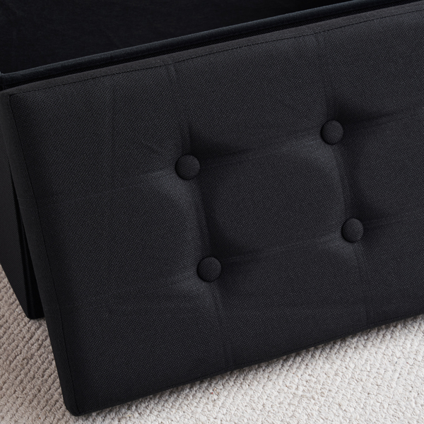 FCH 76*38*38cm Pull Point Linen MDF Foldable Storage Footstool Black