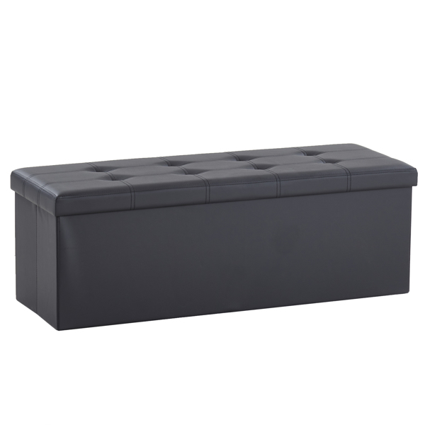 FCH 110*38*38cm Glossy Pull Point PVC MDF Foldable Storage Footstool Black