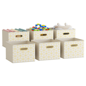 Fabric Storage Cubes with Handle, Foldable 11 Inch Cube Storage Bins, 6 Pack Storage Baskets for Shelves, Storage Boxes for Organizing Closet Bins （it isn\\'t able to ship on weekend）
