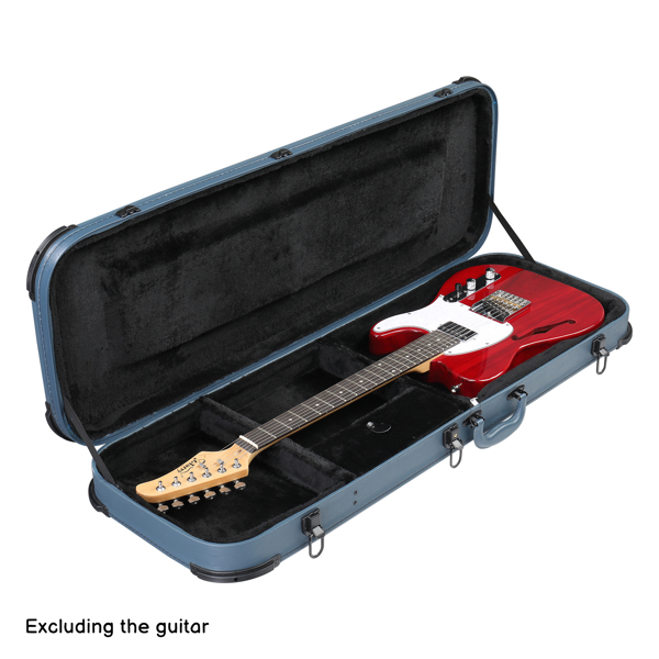 Electric Guitar Square PU Hard Case with Protective Sleeve Fits ST TL Burning fire 170 Style Electric Guitar Blue