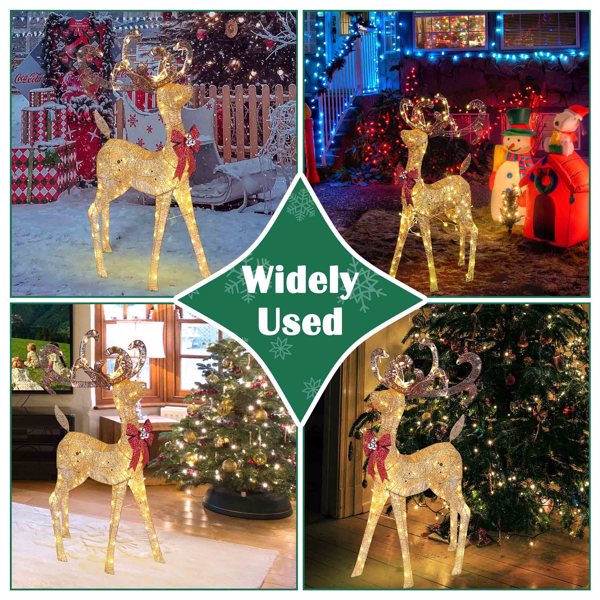 110cm Outdoor Deer Lights Christmas Decorations,   Standing Reindeer with 150 Warm White LED Lights for Indoor Outdoor Holiday Decor（No shipping on weekends.）