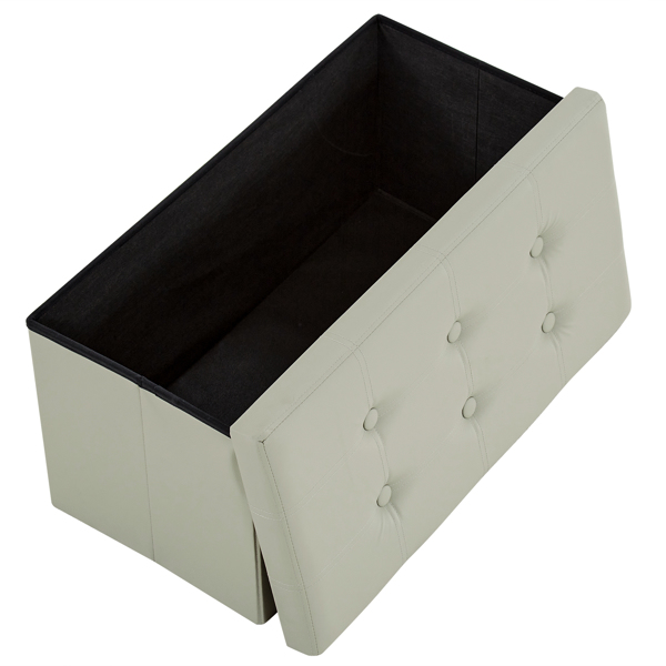 FCH 76*38*38cm Glossy Pull Point PVC MDF Foldable Storage Footstool Oak Gray