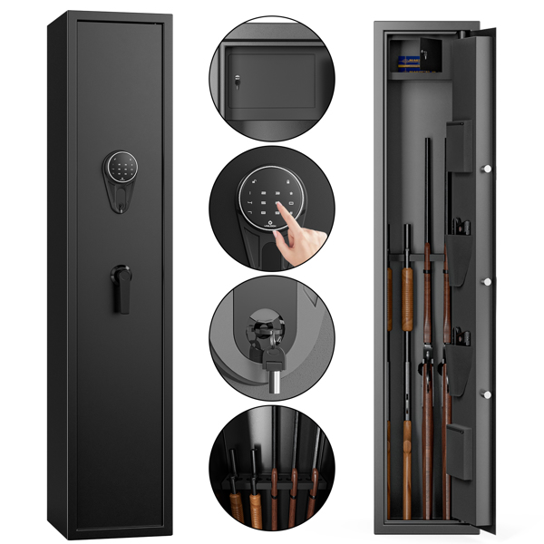 5-6 Rifle Gun Safe, Large Rifle Safe, Gun Safes for Home Rifles and Pistols, Quick Access Gun Cabinet with Digital Keypad and Handgun Lock Box