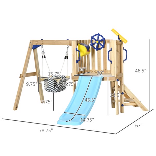 Wooden Swing Set Toddler Slide 