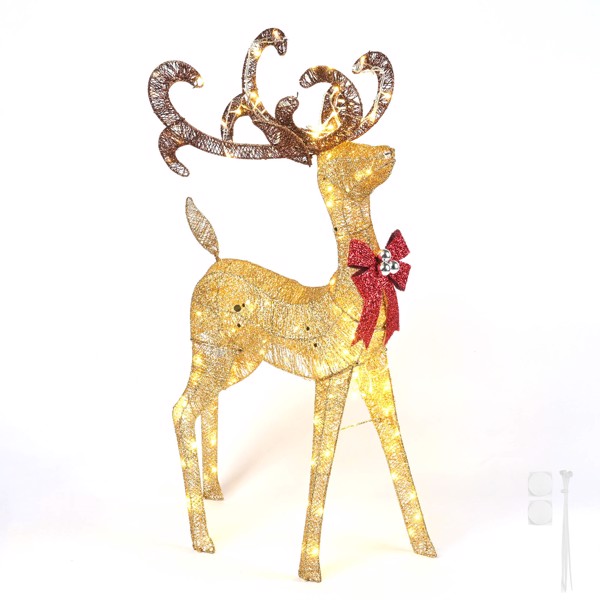 110cm Outdoor Deer Lights Christmas Decorations,   Standing Reindeer with 150 Warm White LED Lights for Indoor Outdoor Holiday Decor（No shipping on weekends.）