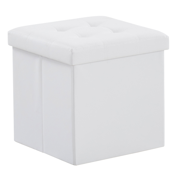 FCH 38*38*38cm Pull Point PVC MDF Foldable Storage Footstool White