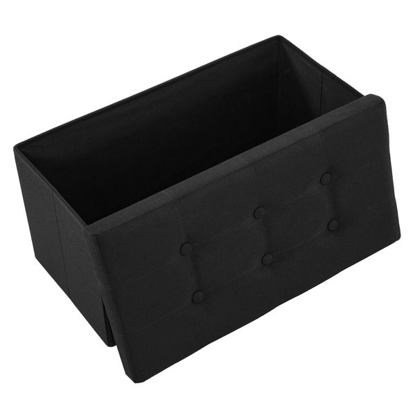 FCH 76*38*38cm Pull Point Linen MDF Foldable Storage Footstool Black