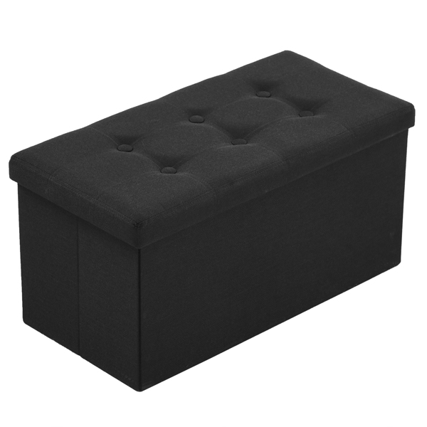 FCH 76*38*38cm Pull Point Linen MDF Foldable Storage Footstool Black