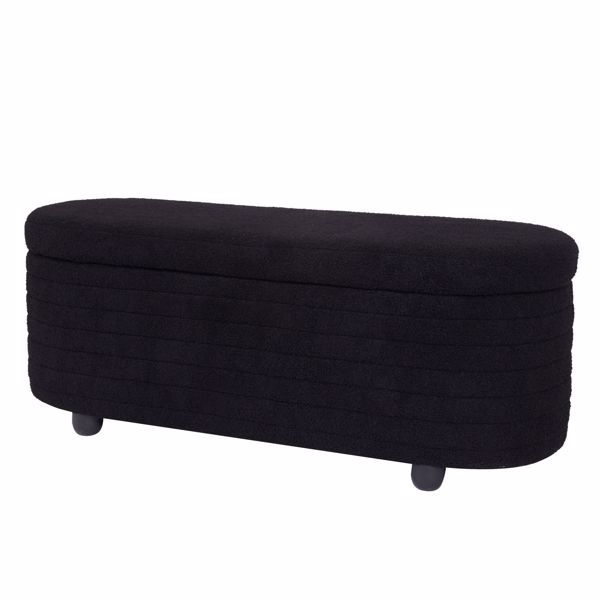 Multi-functional storage teddy fleece material sofa bench-Black  teddy fleece