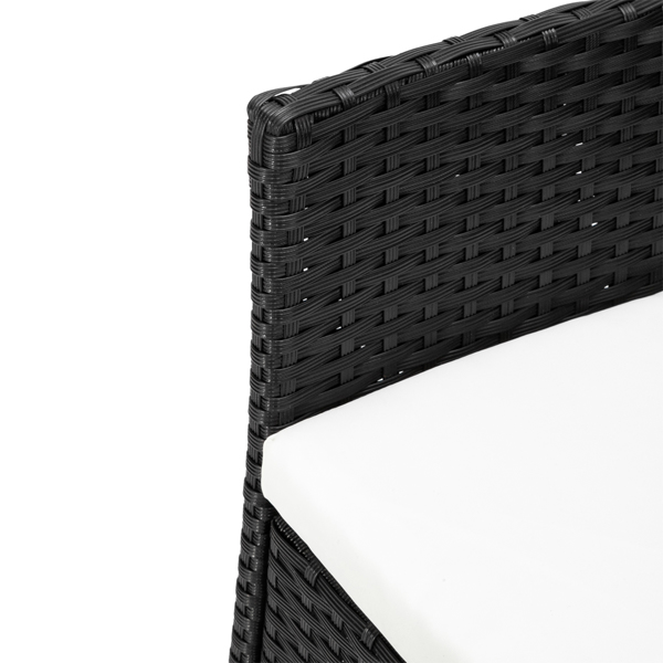2pcs Arm Chairs 1pc Love Seat & Tempered Glass Coffee Table Rattan Sofa Set Black