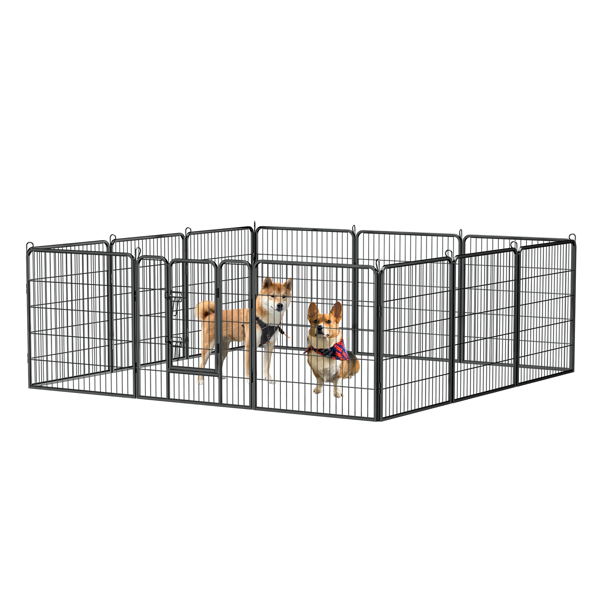 32" Outdoor Fence Heavy Duty Dog Pens 12 Panels Temporary Pet Playpen with Doors 