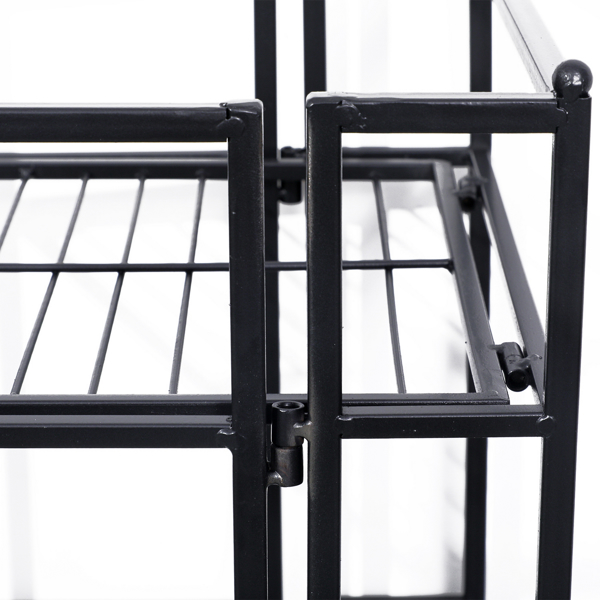 3 Tier Wide Folding Metal Shelf Black