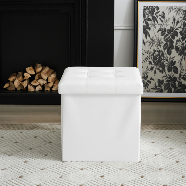 38*38*38cm Pull Point PVC MDF Foldable Storage Footstool White