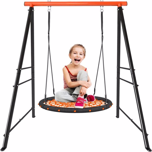  Roll over image to zoom in  Swing Stand Frame｜Swing Set Frame for Both Kids and Adults｜880 Lbs Heavy-Duty Metal A-Frame Backyard Swing for Indoor Outdoor｜Orange(Without Swing)