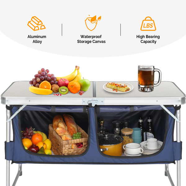 4 Ft Folding Camping Table with Storage
