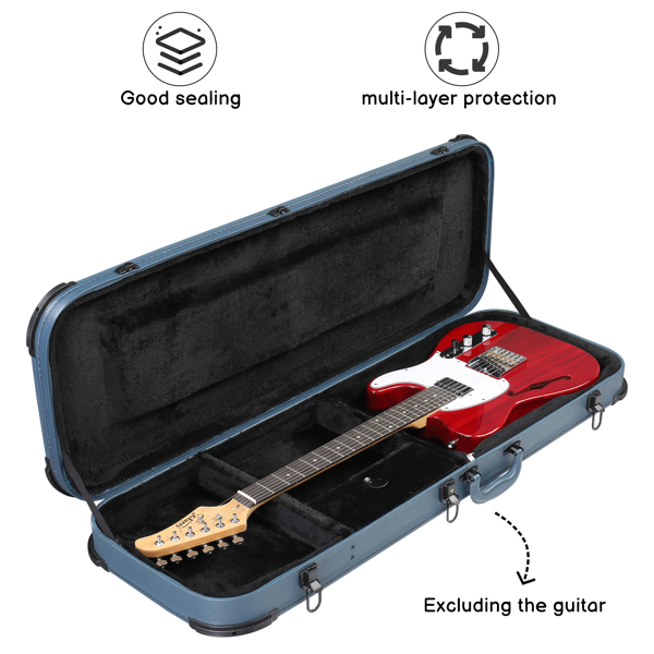 Electric Guitar Square PU Hard Case with Protective Sleeve Fits ST TL Burning fire 170 Style Electric Guitar Blue