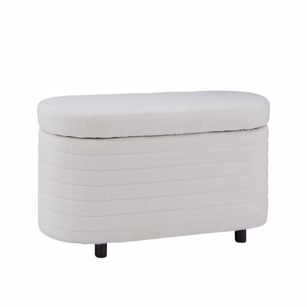 Multi-functional storage teddy fleece material sofa bench-White  teddy fleece
