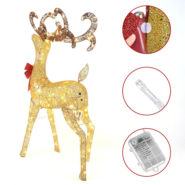 110cm Outdoor Deer Lights Christmas Decorations,   Standing Reindeer with 150 Warm White LED Lights for Indoor Outdoor Holiday Decor（No shipping on weekends.）