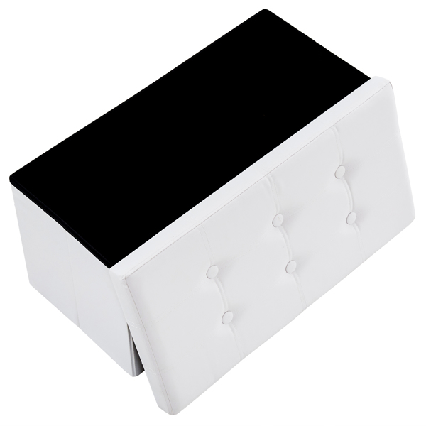 FCH 76*38*38cm Glossy Pull Point PVC MDF Foldable Storage Footstool White