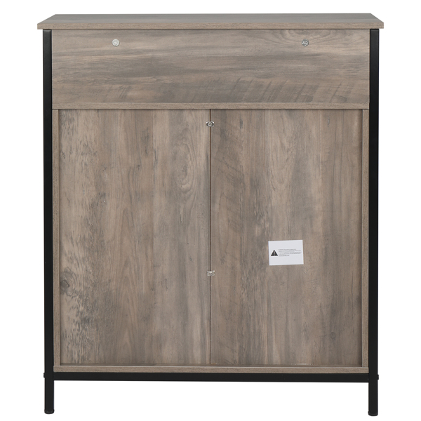 FCH Retro Style MDF With Triamine Iron Frame Sliding Door Two-Drawing Two-Layer Rack Bathroom Cabinet