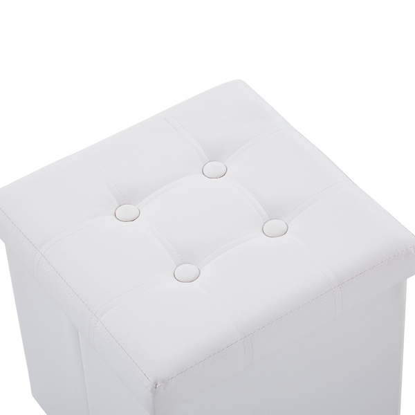 FCH 38*38*38cm Pull Point PVC MDF Foldable Storage Footstool White