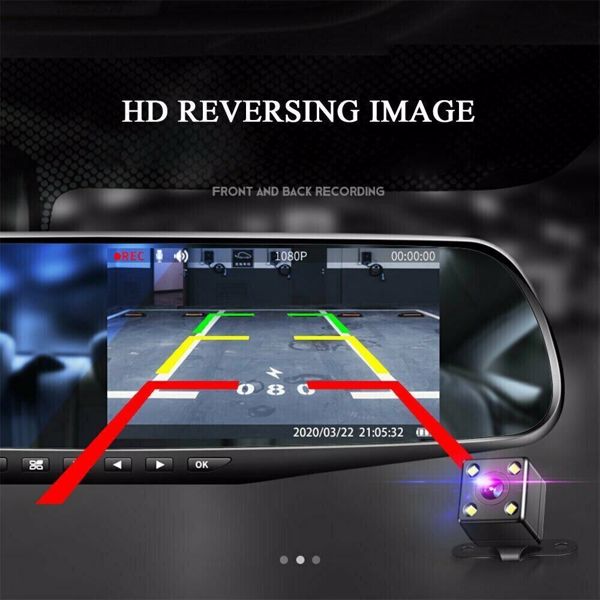 1080P HD Rearview Mirror Car DVR Dual Dash Cam Camera Front Rear Video Recorder