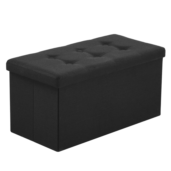 FCH 76*38*38cm Pull Point Linen MDF Foldable Storage Footstool Black