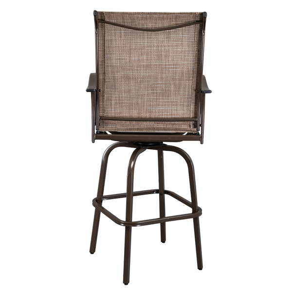 2pcs Wrought Iron Swivel Bar Chair Patio Swivel Bar Stools Brown （ONLY chair）