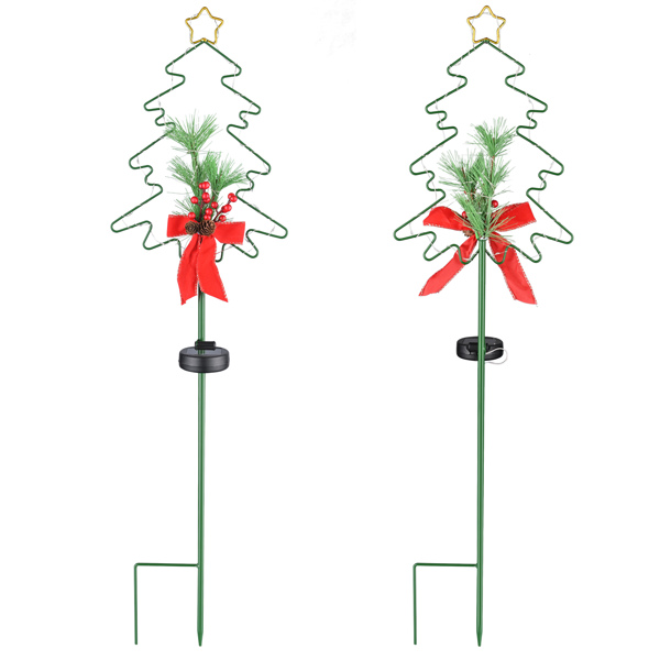 Christmas Pathway Lights Outdoor Decorations, Solar Christmas Tree Garden Decorative Stake Lights Waterproof Walkway Lights for gardens,   backyards, lawns, paths, patios, landscapes （No shipping on w